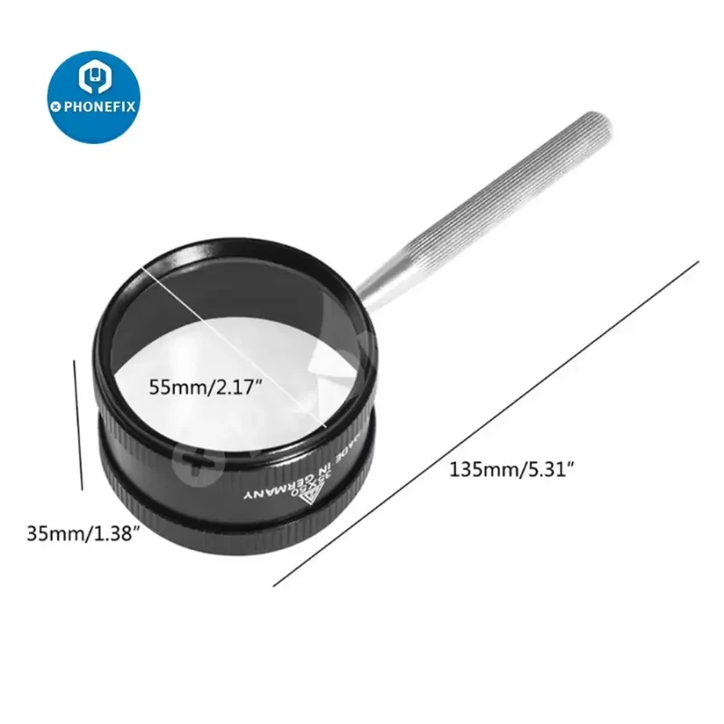 Loupe portable 35X en alliage de zinc pour la lecture et la réparation de téléphones