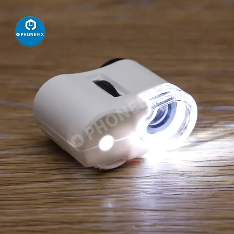 Microscope portable universel à clip 60X avec loupe LED et mise au point
