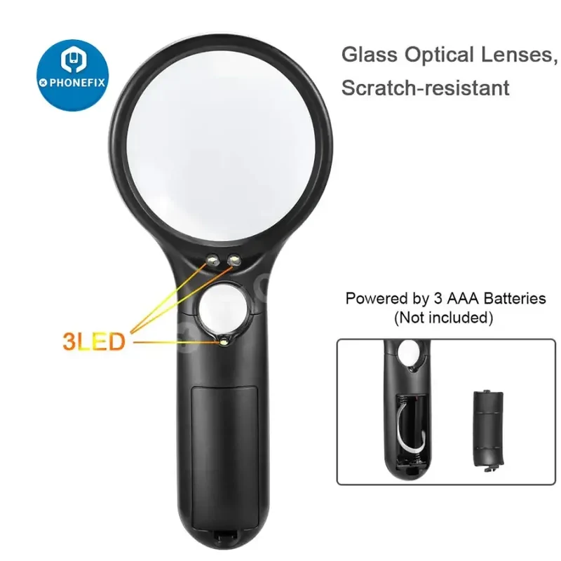 Loupe éclairée par LED BUSATIA 3X 45X pour la lecture, la soudure et les bijoux
