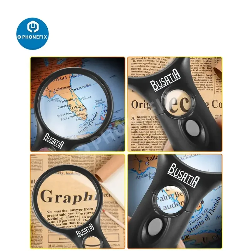 Loupe éclairée par LED BUSATIA 3X 45X pour la lecture, la soudure et les bijoux