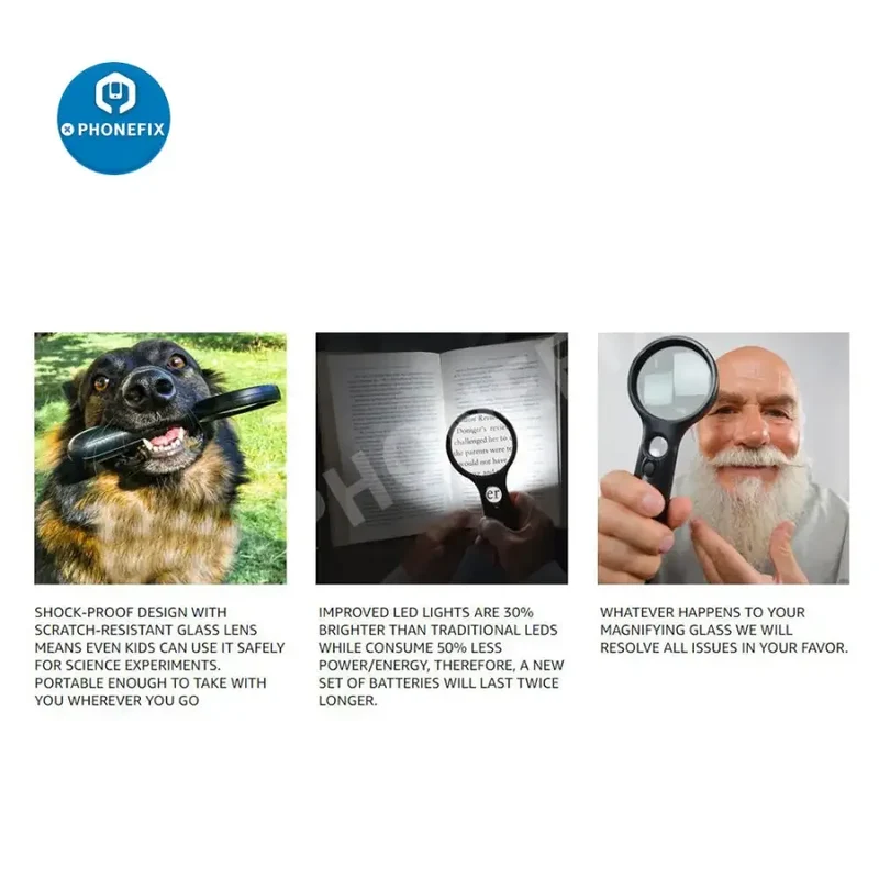 Loupe éclairée SeeZoom 3X 45X pour la lecture, la soudure et l'identification des bijoux