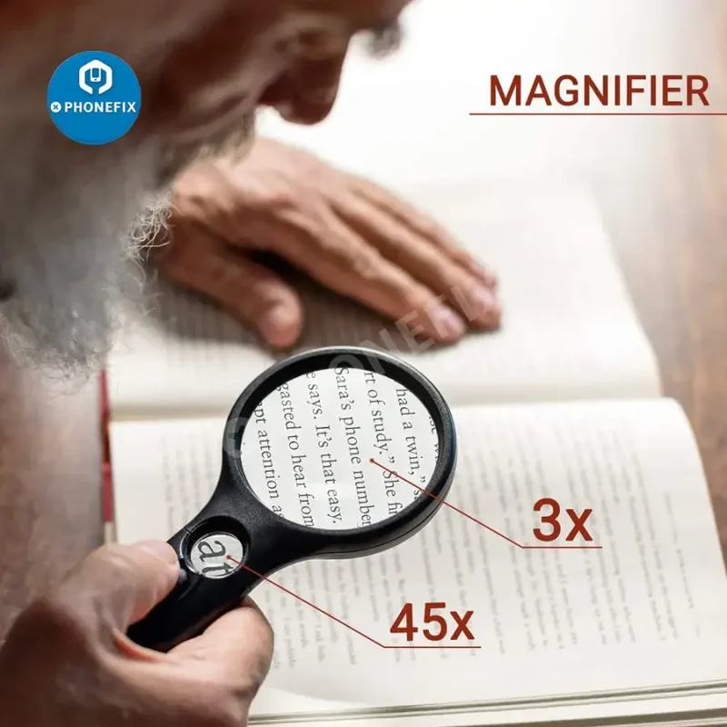 Loupe éclairée SeeZoom 3X 45X pour la lecture, la soudure et l'identification des bijoux