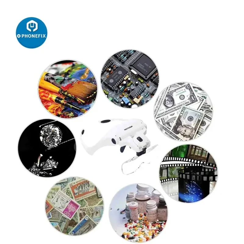 Loupe frontale éclairée par LED YOCTOSUN pour la lecture de soudures électroniques