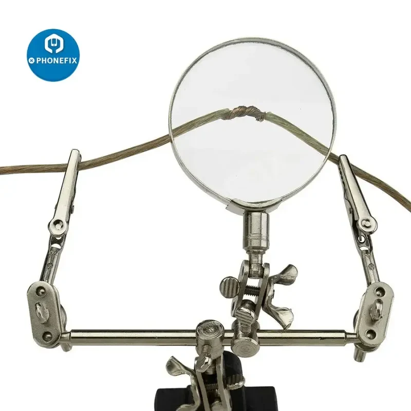 Support réglable et doubles clips avec loupe pour outil de soudage