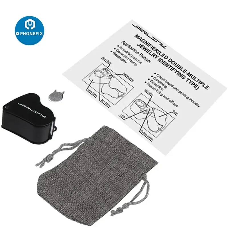 Loupe de bijouterie pliable 30X-60X avec lumière LED et outil d'assistance à la réparation