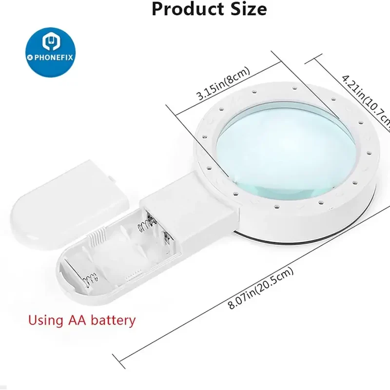 Loupe portative 30X avec éclairage pour soudure, inspection de bijoux et lecture pour seniors