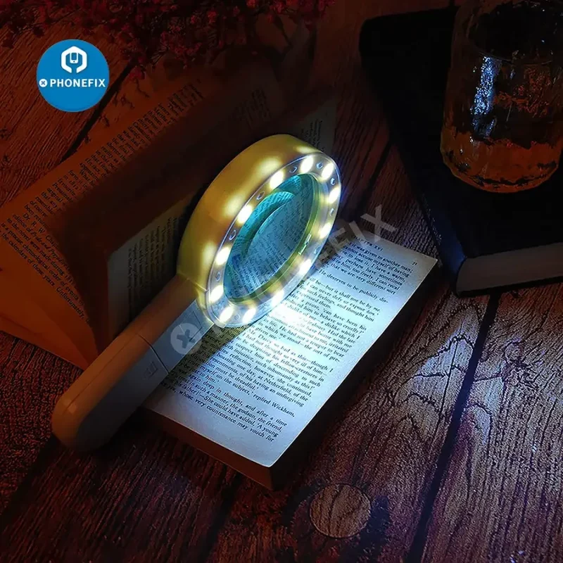 Loupe portative 30X avec éclairage pour soudure, inspection de bijoux et lecture pour seniors
