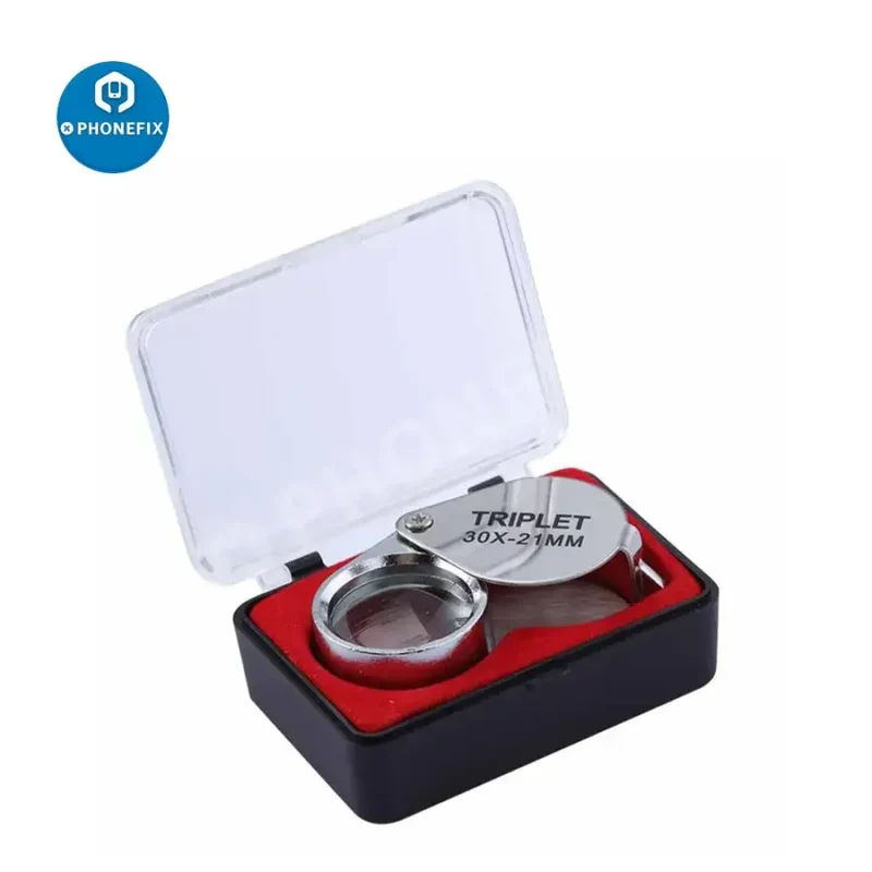 Loupe de bijouterie pliante multifonctionnelle en métal 10X-30X