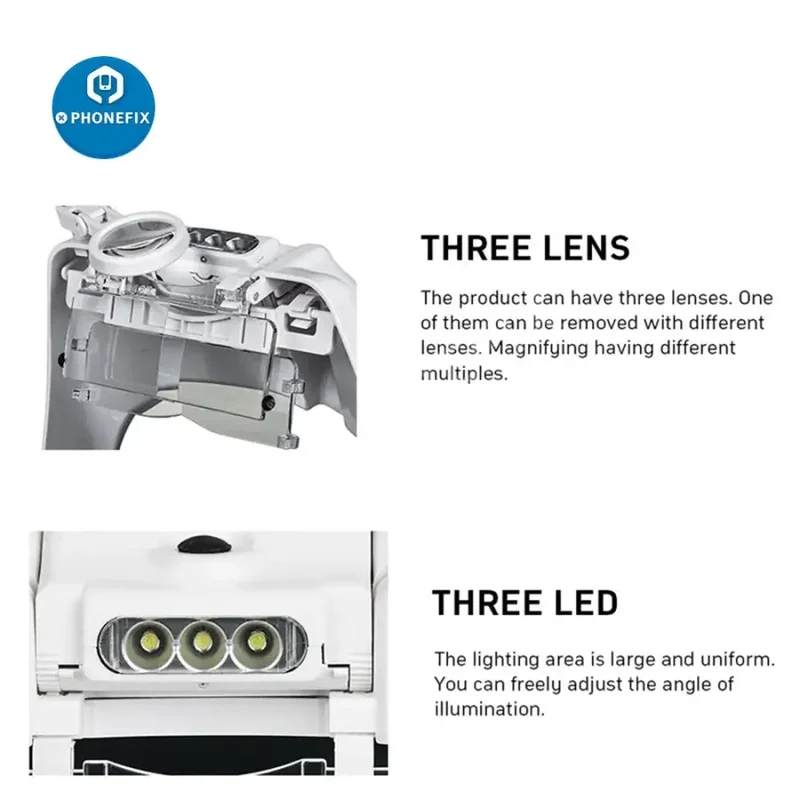 Loupe serre-tête LED 1.5-8X Outil d'assistance à la réparation