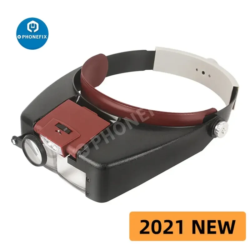Loupe à LED 10X, style casque, pour réparation de téléphone