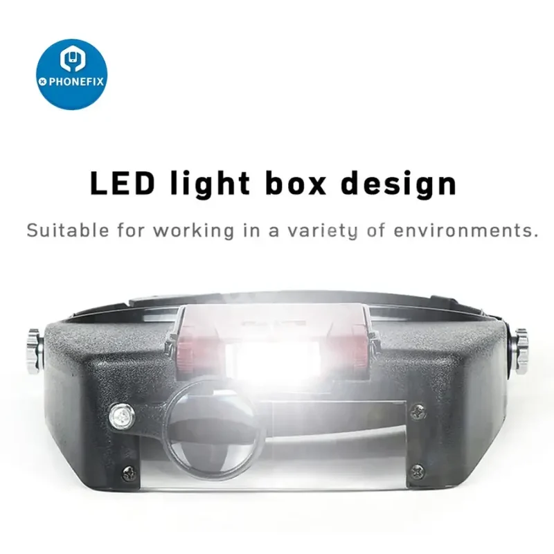 Loupe à LED 10X, style casque, pour réparation de téléphone