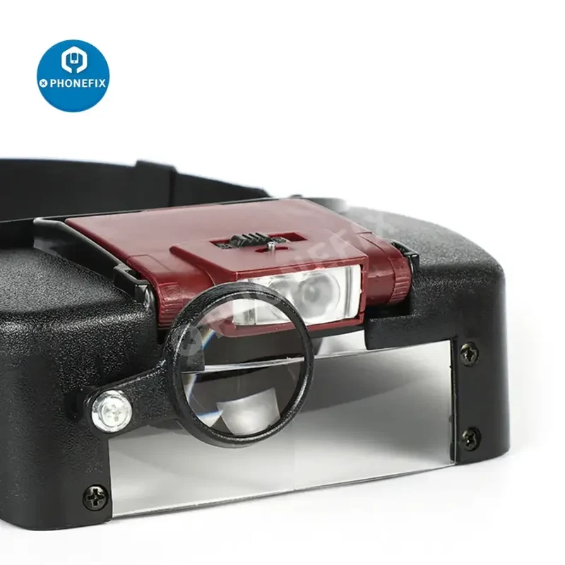 Loupe à LED 10X, style casque, pour réparation de téléphone