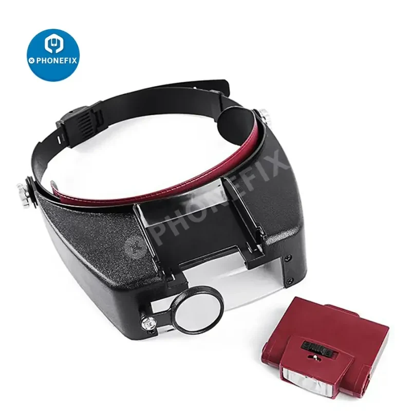 Loupe à LED 10X, style casque, pour réparation de téléphone