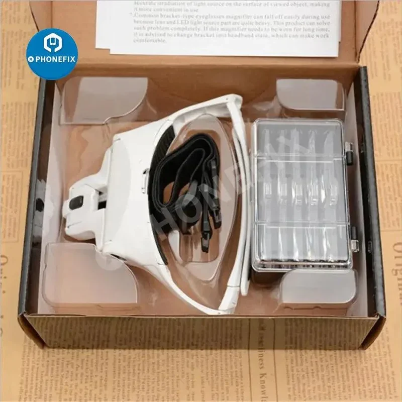Loupe serre-tête à lentille réglable 1.0X-3.5X avec LED