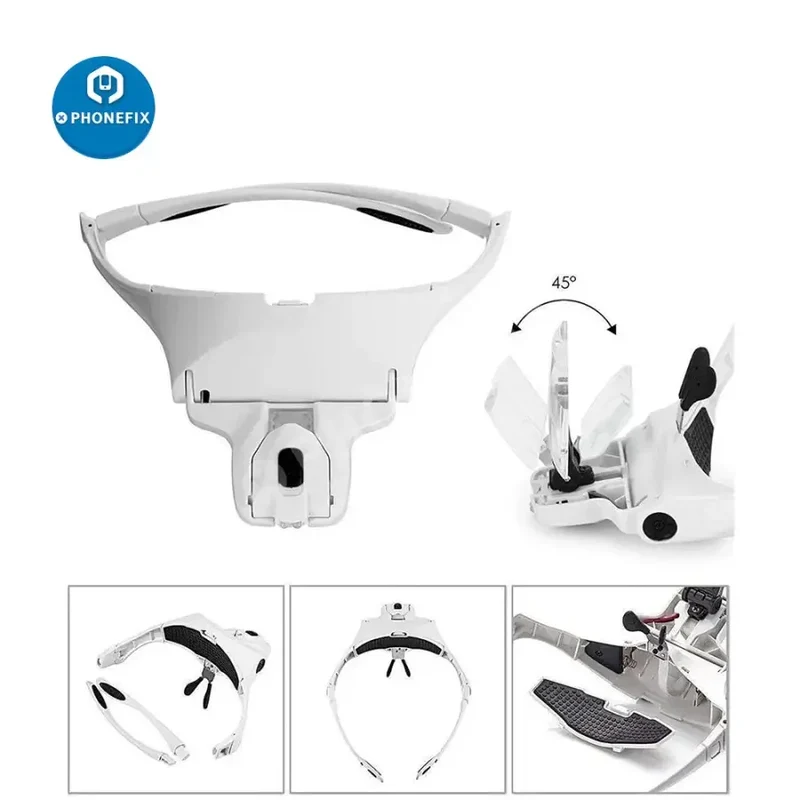 Loupe serre-tête à lentille réglable 1.0X-3.5X avec LED