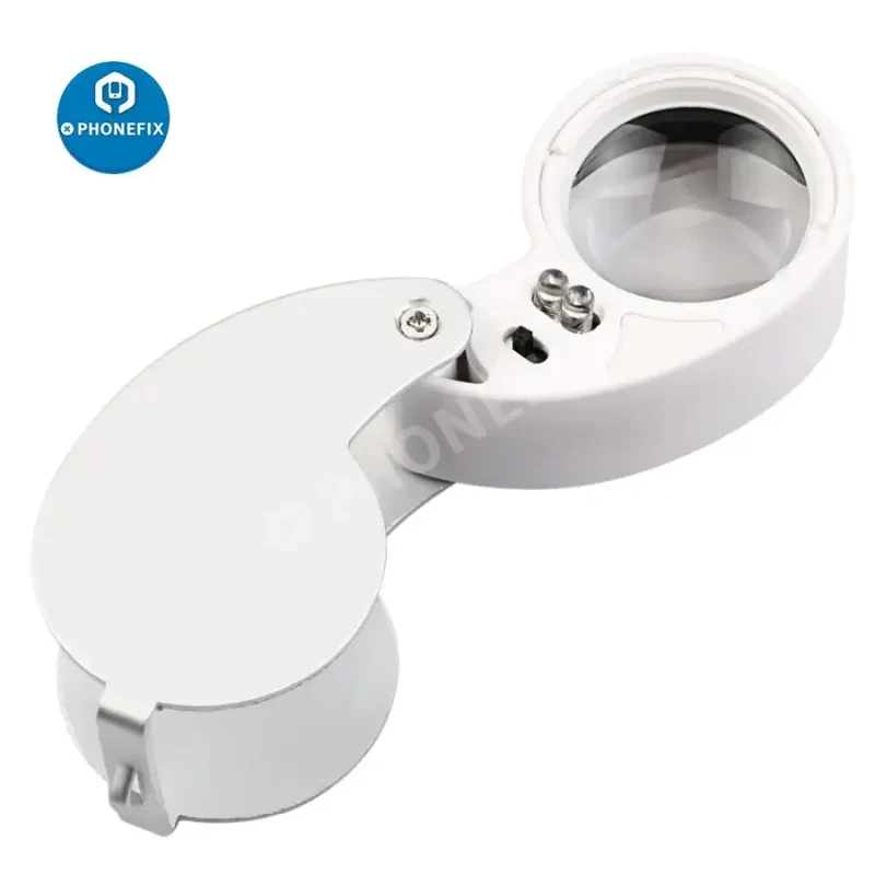 Mini loupe pliante 40X avec éclairage pour l'identification des antiquités