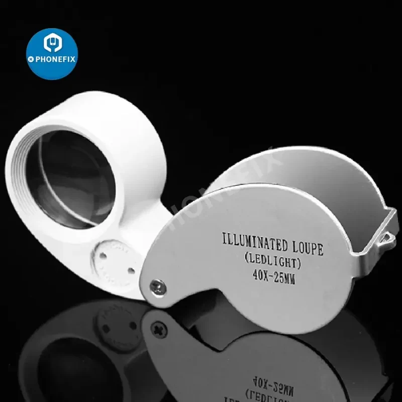 Mini loupe pliante 40X avec éclairage pour l'identification des antiquités