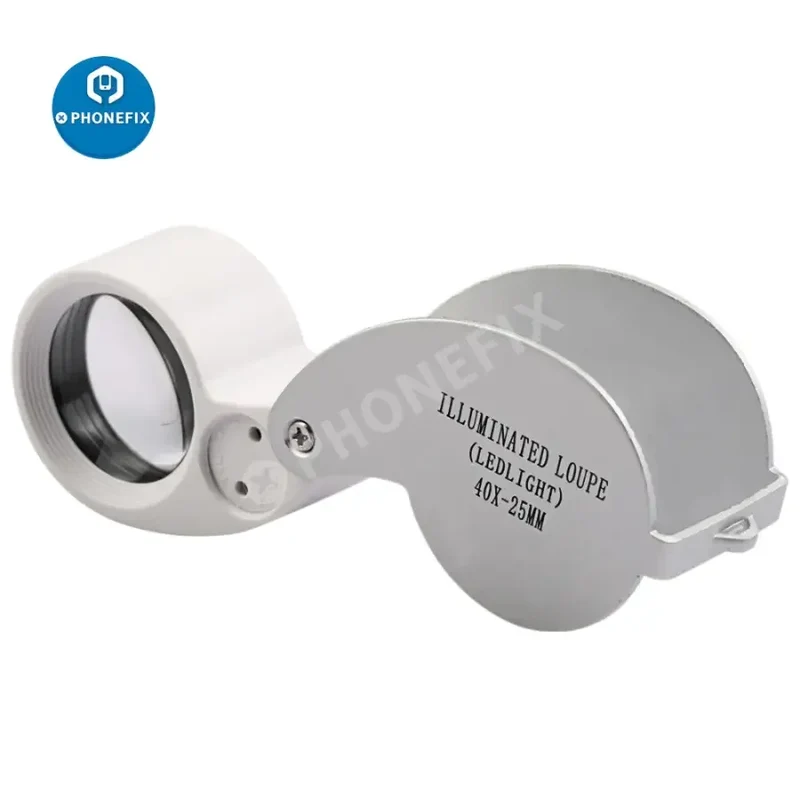 Mini loupe pliante 40X avec éclairage pour l'identification des antiquités