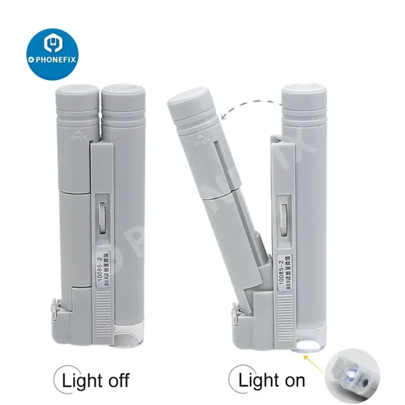 Mini microscope loupe pliable à LED avec échelle pour la réparation de téléphones