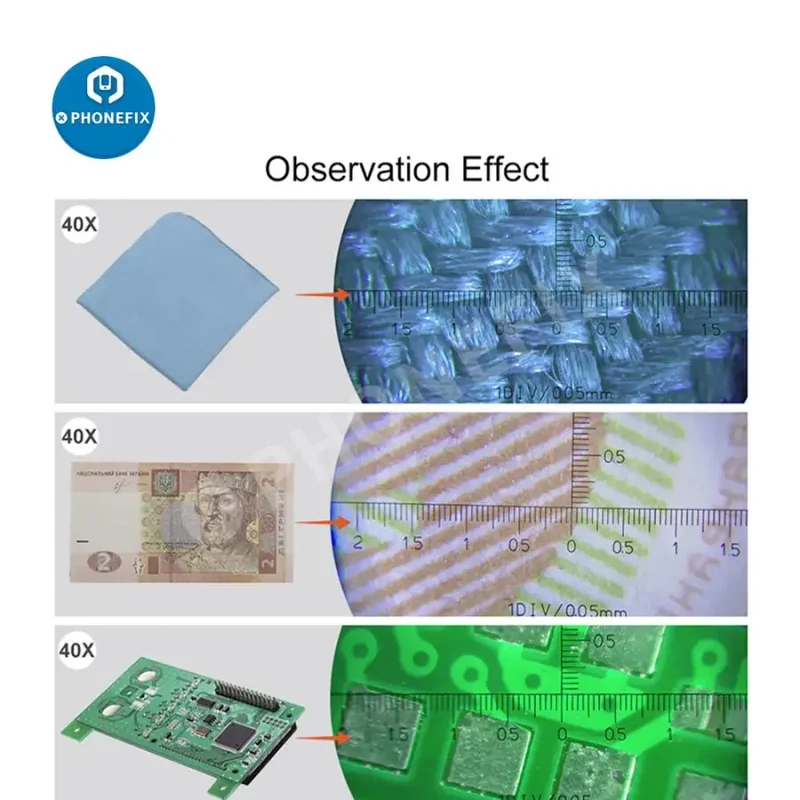 Mini microscope loupe pliable à LED avec échelle pour la réparation de téléphones