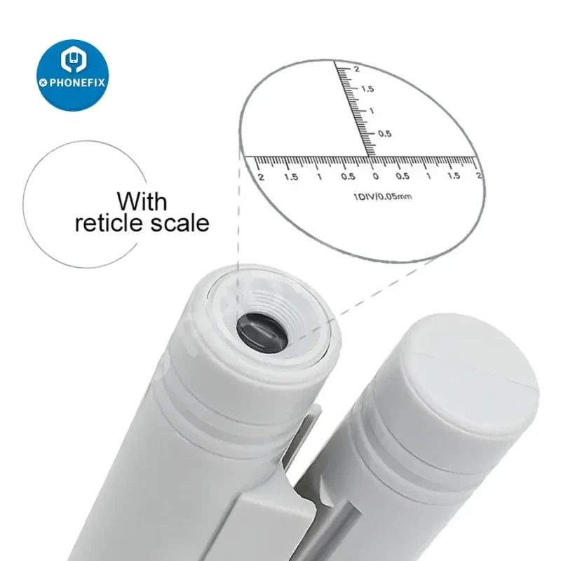 Mini microscope loupe pliable à LED avec échelle pour la réparation de téléphones