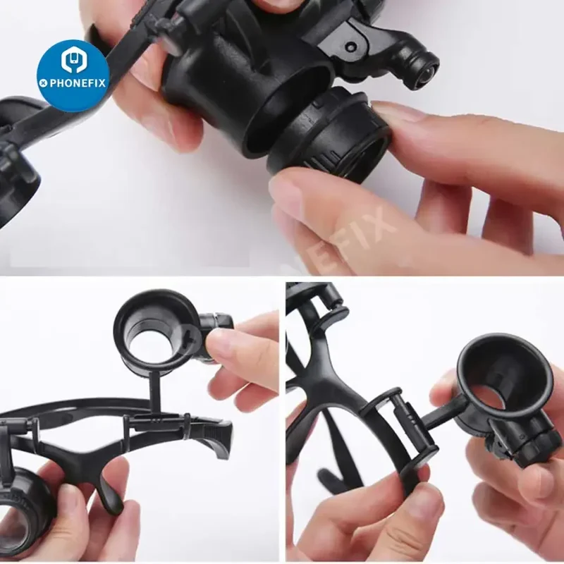 Loupe double LED multi-puissance 2.5X-25X pour la réparation de montres