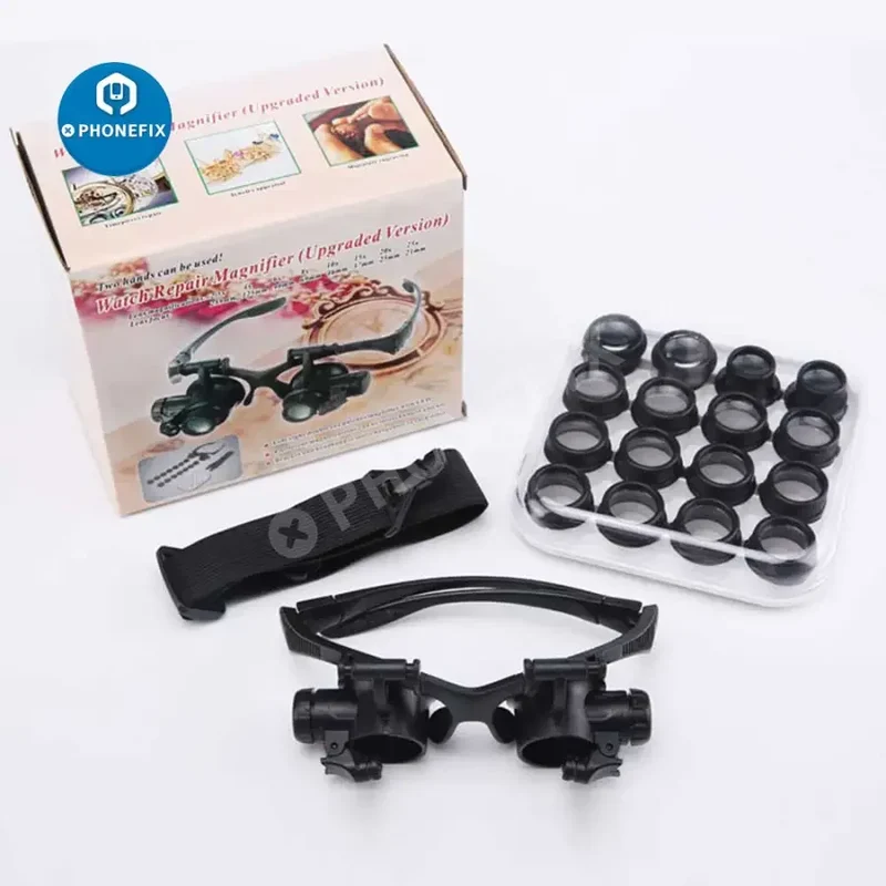 Loupe double LED multi-puissance 2.5X-25X pour la réparation de montres
