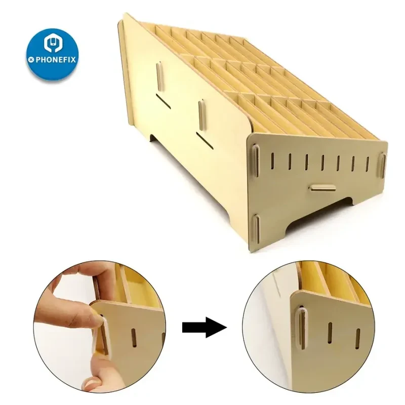Organiseur en bois - Boîte de rangement pour téléphone de bureau et de classe à 24 compartiments