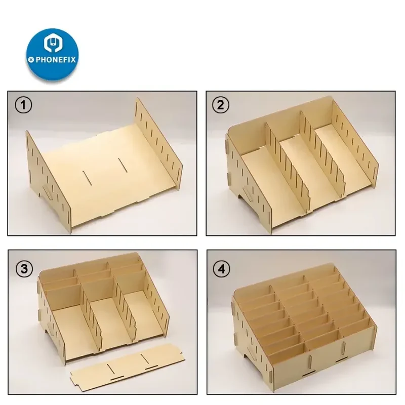 Organiseur en bois - Boîte de rangement pour téléphone de bureau et de classe à 24 compartiments