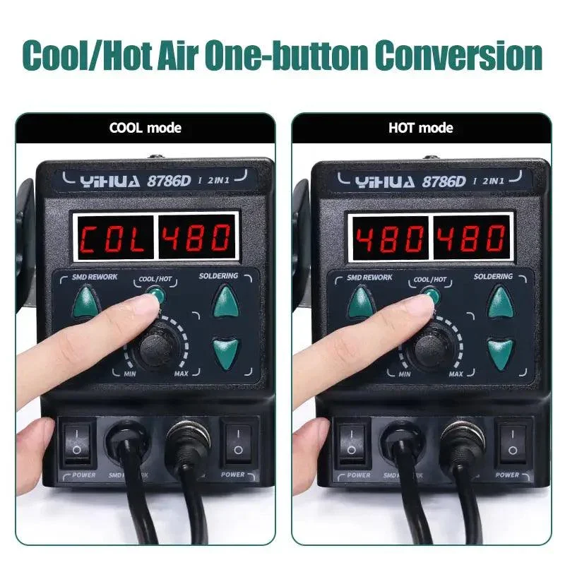 Station de retouche BGA YIHUA 8786D, fer à souder, pistolet à air chaud pour réparation de téléphones