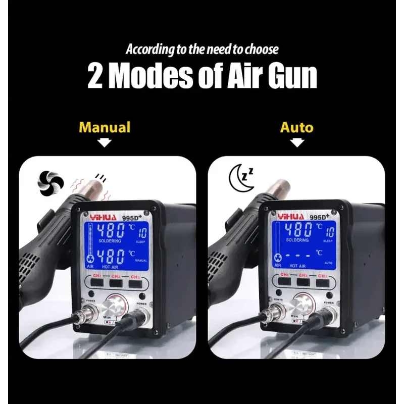 Station de soudage YIHUA 995D+SMD avec pistolet à air chaud pour retouche BGA