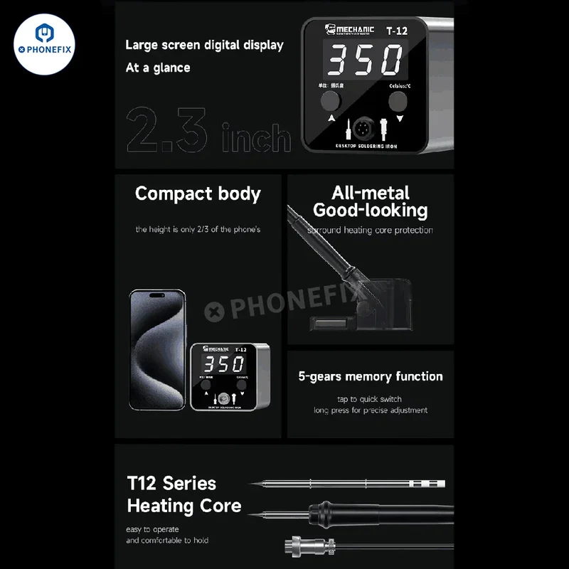 Station de soudage antistatique Mechanic T12 Pro avec pointe en fer