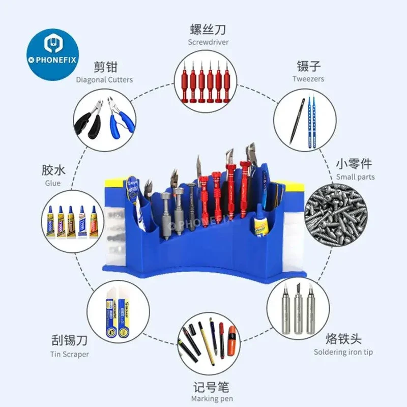 Boîte de rangement multifonctionnelle en plastique pour outils de réparation de téléphone