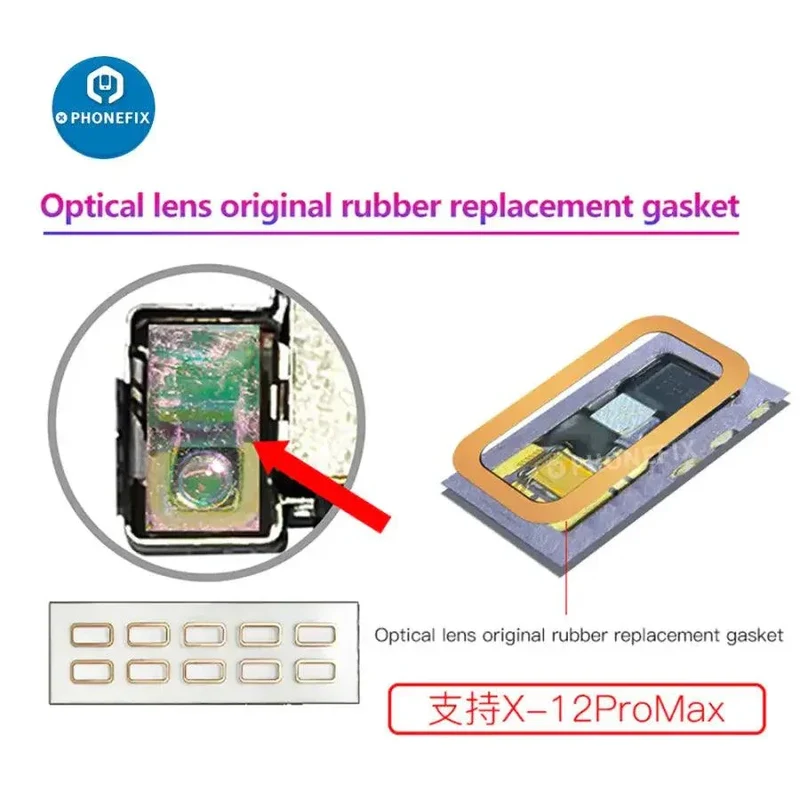 Joint de remplacement en caoutchouc d'origine pour lentille optique pour iPhone X-12Pro Max