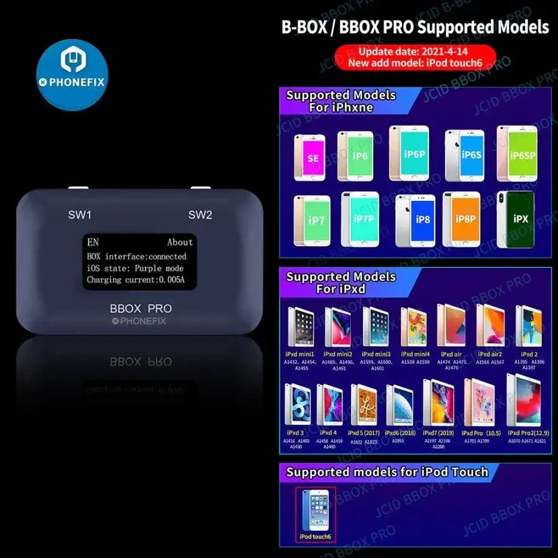 Outil JC B-BOX Pro iOS A7-A11 DFU, mode violet à une touche pour la réparation de l'iPhone et de l'iPad