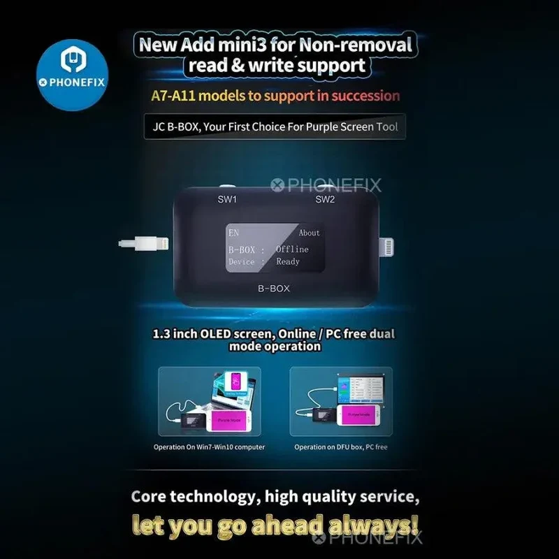 Outil JC B-BOX Pro iOS A7-A11 DFU, mode violet à une touche pour la réparation de l'iPhone et de l'iPad
