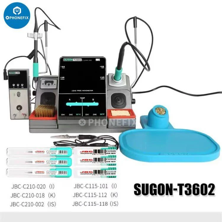 Station de soudage SUGON T3602 avec pointes de fer JBC T115 T210