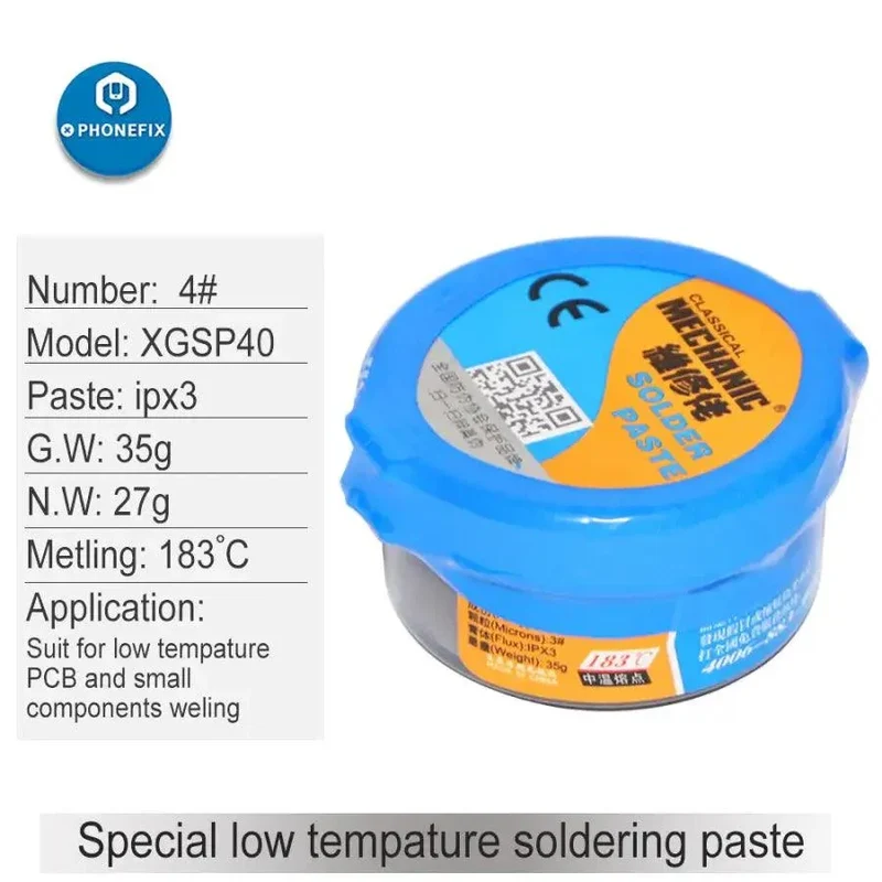 Pâte à souder haute température XGSP183O, flux, crème à l'étain, 4 °C