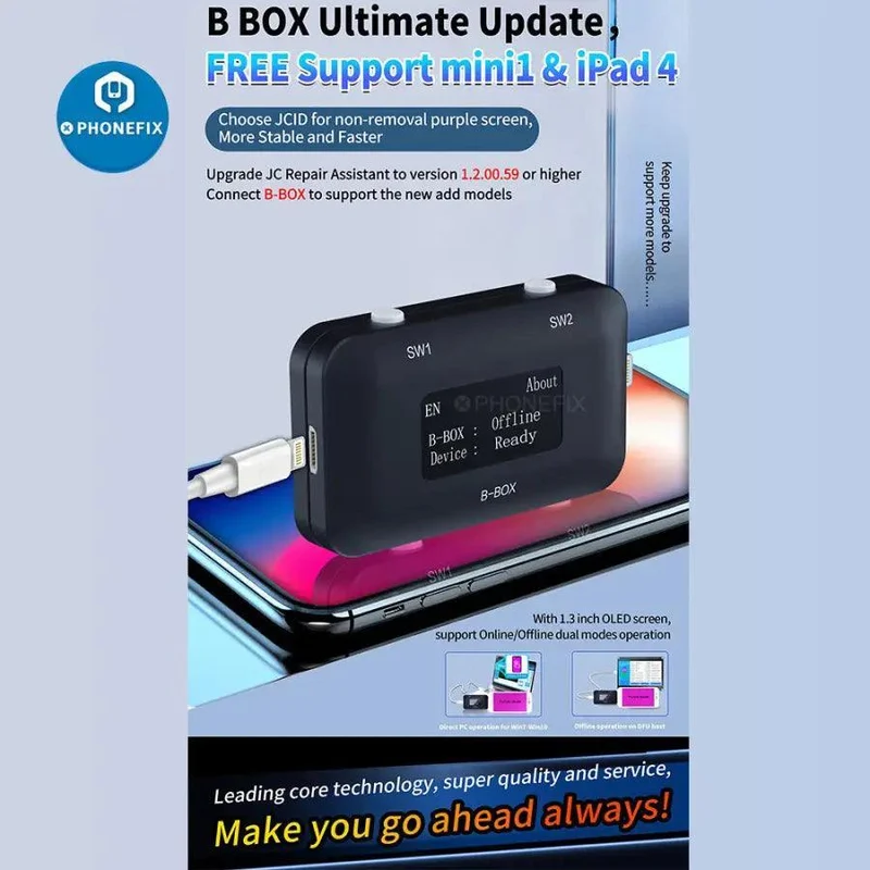 Outil JC B-BOX C3 DFU noir, une touche pour le mode violet pour iOS A7-A11