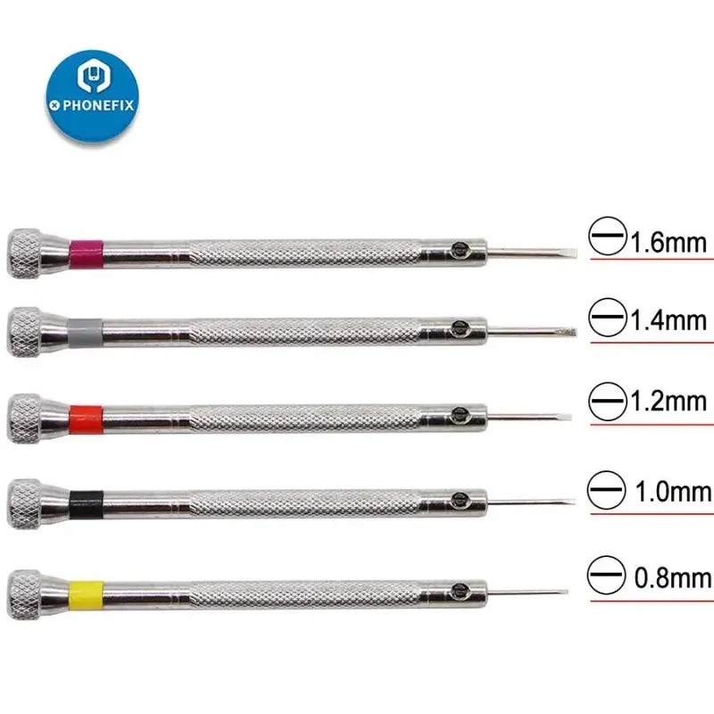 Kit d'outils d'ouverture de montres, 5 tournevis en acier allié, goupilles de liaison argentées