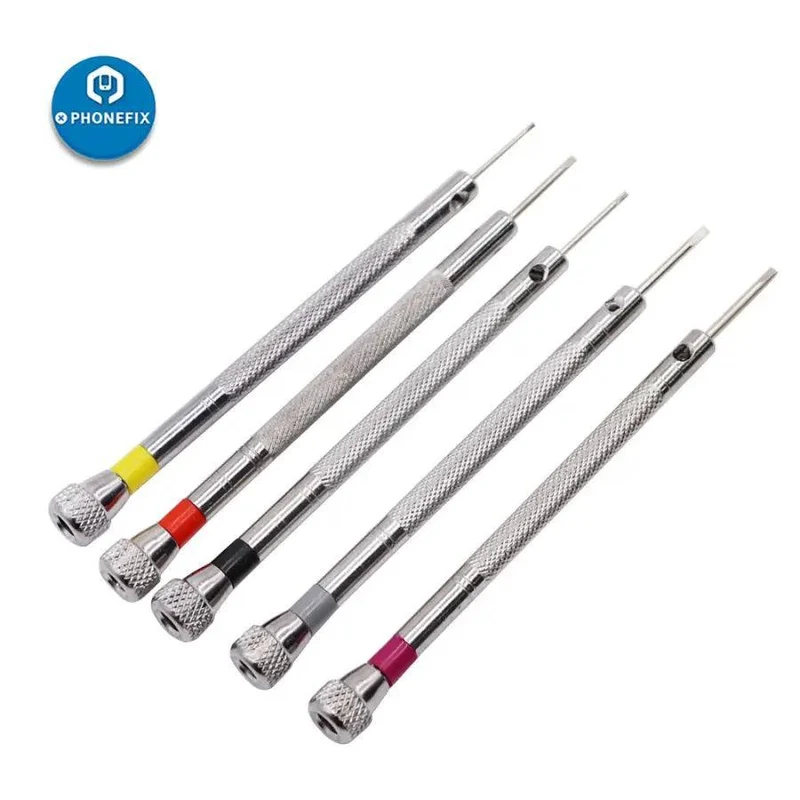 Kit d'outils d'ouverture de montres, 5 tournevis en acier allié, goupilles de liaison argentées