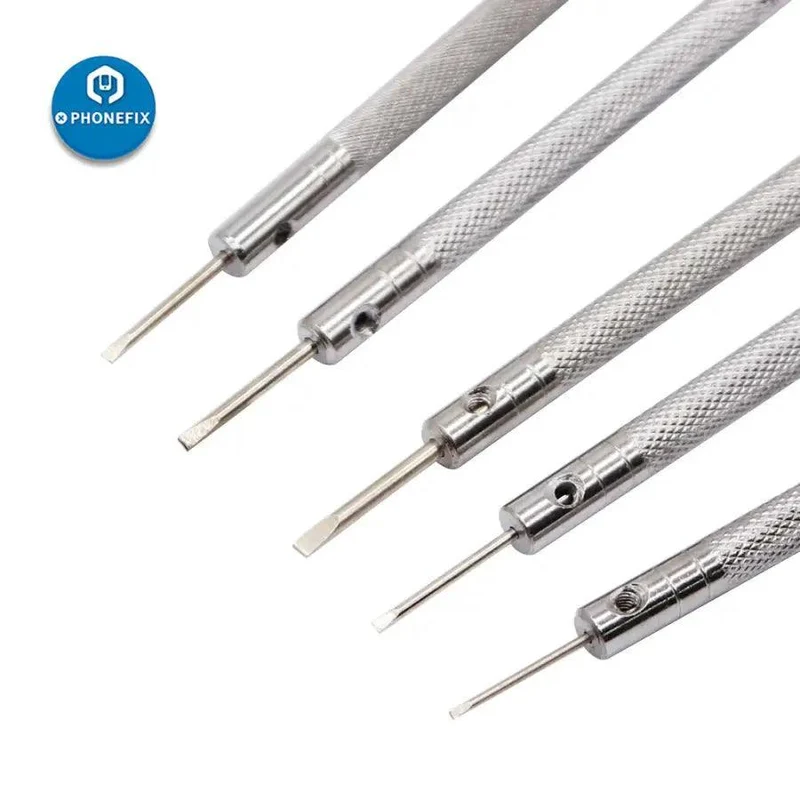 Kit d'outils d'ouverture de montres, 5 tournevis en acier allié, goupilles de liaison argentées