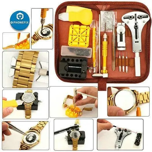 Kit d'outils de réparation de montres, 149 pièces, ouvre-couvercle, barre à ressort en acier