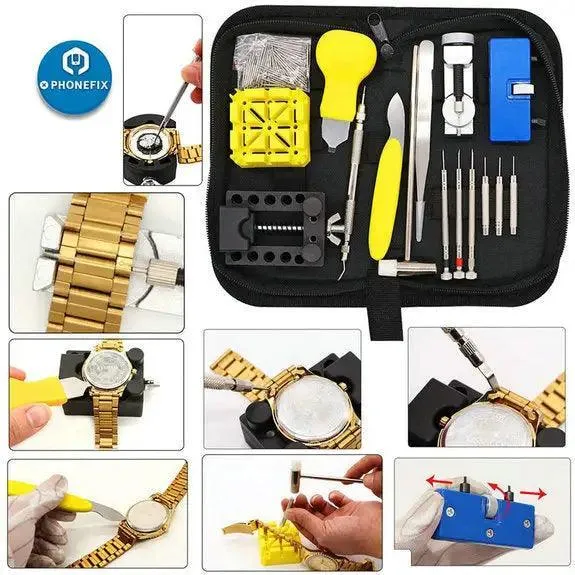 Kit d'outils de réparation pour horloger, 168 pièces, extracteur de goupilles de maillons de montre