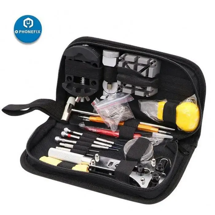 Kit d'outils de réparation de montres 151 pièces, extracteur de goupilles de maillons, ouvre-boîtier