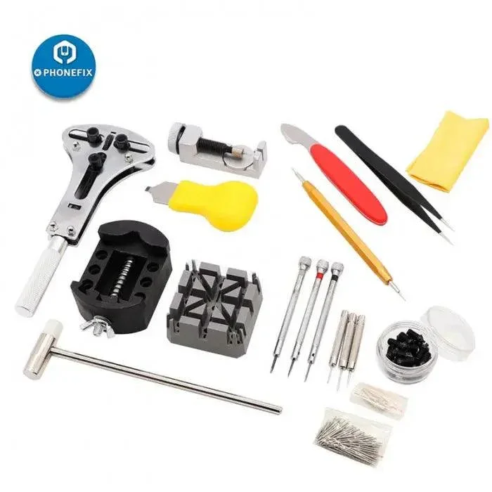 Kit d'outils de réparation de montres 151 pièces, extracteur de goupilles de maillons, ouvre-boîtier