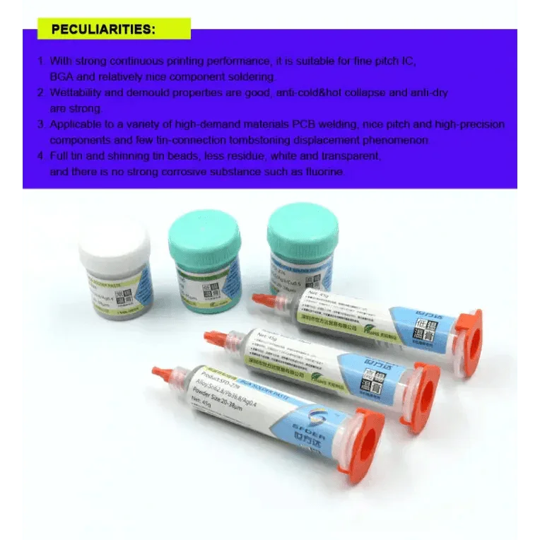 Flux de pâte à souder BGA sans plomb hautes et basses températures 138℃ 183℃ 217℃