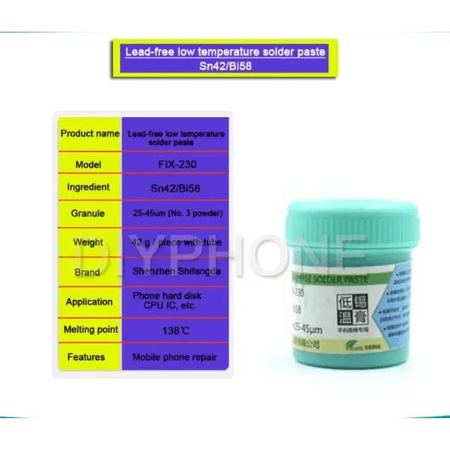Flux de pâte à souder BGA sans plomb hautes et basses températures 138℃ 183℃ 217℃