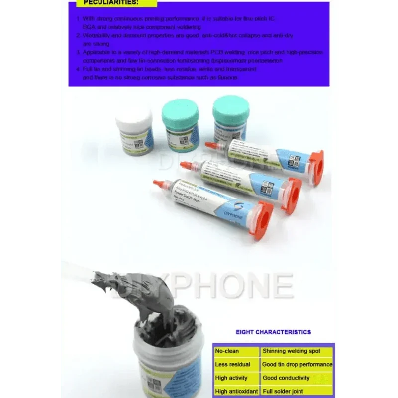 Flux de pâte à souder BGA sans plomb hautes et basses températures 138℃ 183℃ 217℃