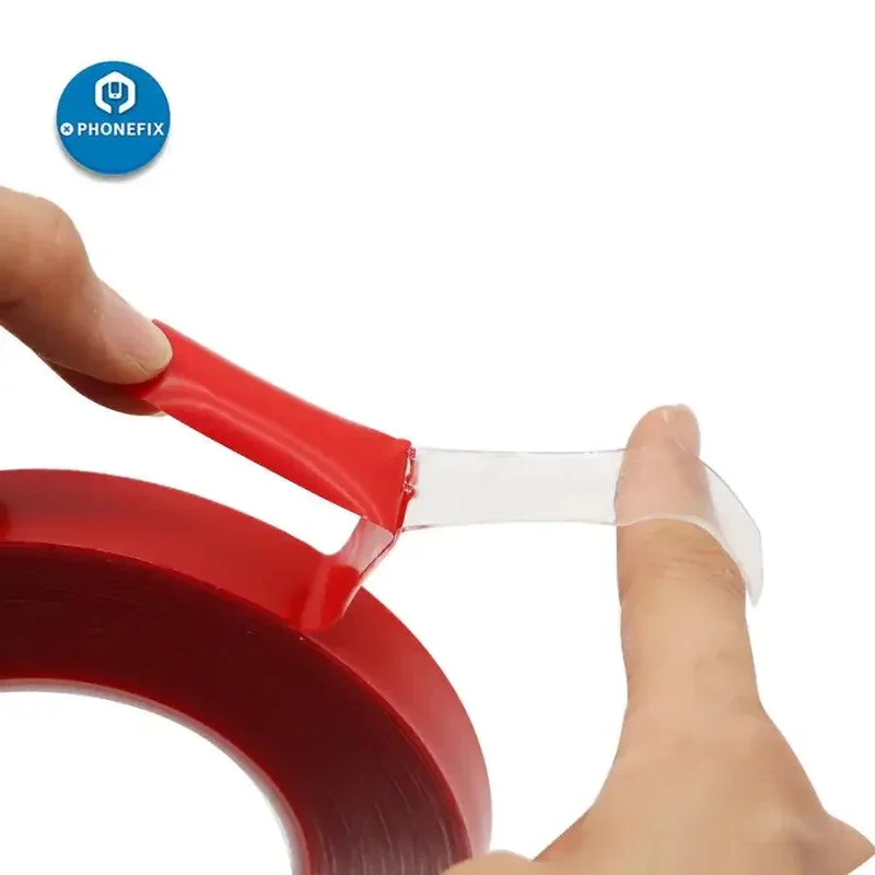 Film PET rouge adhésif double face résistant, 1 mm x 10 m de long, sans trace